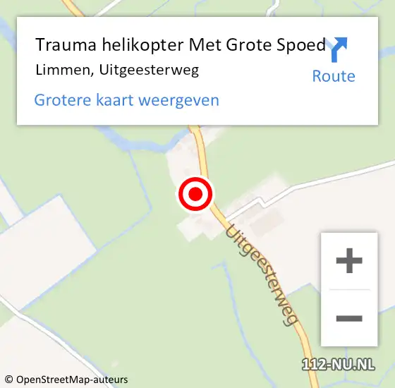 Locatie op kaart van de 112 melding: Trauma helikopter Met Grote Spoed Naar Limmen, Uitgeesterweg op 13 oktober 2021 13:23