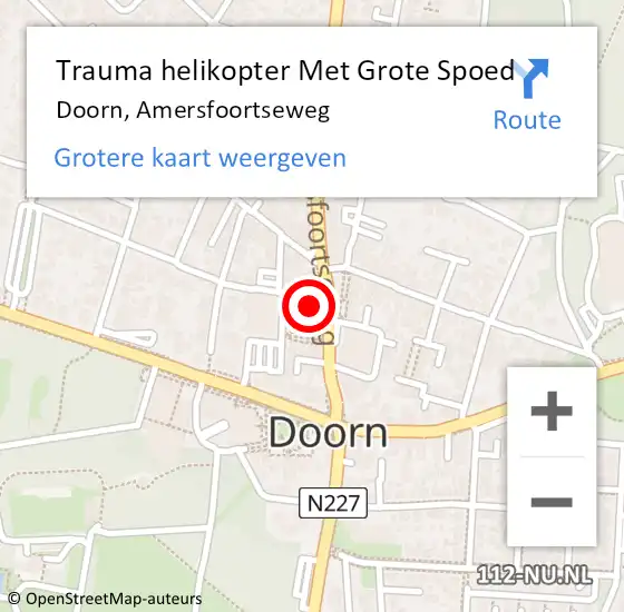 Locatie op kaart van de 112 melding: Trauma helikopter Met Grote Spoed Naar Doorn, Amersfoortseweg op 13 oktober 2021 13:40
