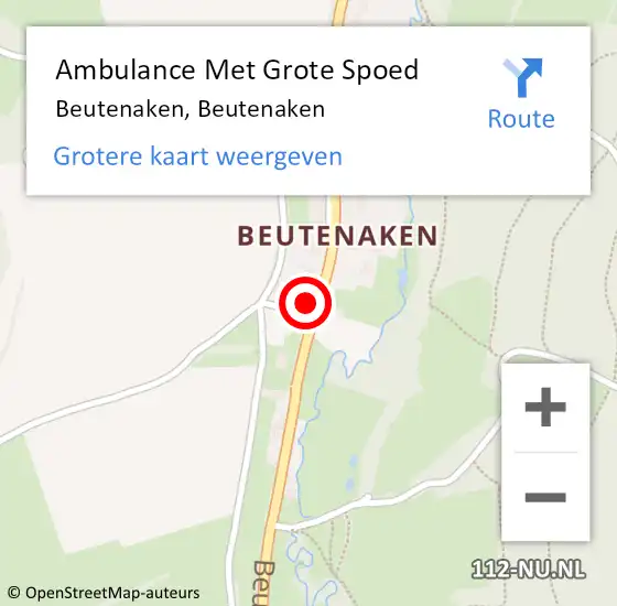 Locatie op kaart van de 112 melding: Ambulance Met Grote Spoed Naar Beutenaken, Beutenaken op 25 juni 2014 22:38