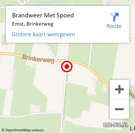 Locatie op kaart van de 112 melding: Brandweer Met Spoed Naar Emst, Brinkerweg op 13 oktober 2021 14:31