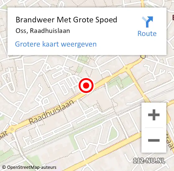 Locatie op kaart van de 112 melding: Brandweer Met Grote Spoed Naar Oss, Raadhuislaan op 13 oktober 2021 14:36