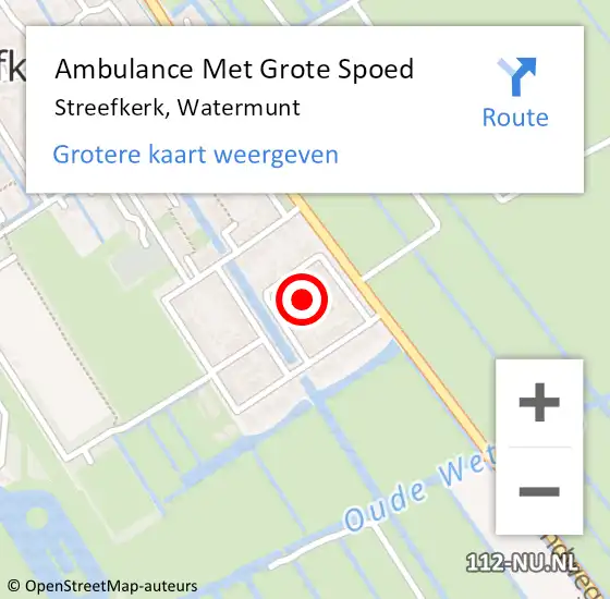 Locatie op kaart van de 112 melding: Ambulance Met Grote Spoed Naar Streefkerk, Watermunt op 13 oktober 2021 15:03