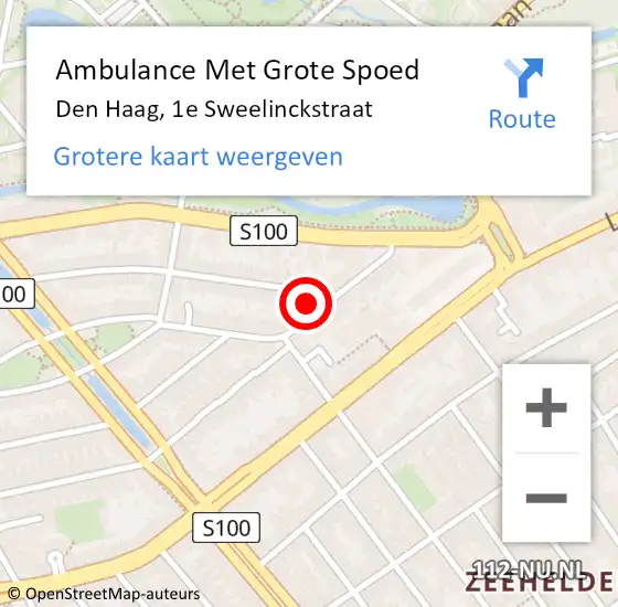 Locatie op kaart van de 112 melding: Ambulance Met Grote Spoed Naar Den Haag, 1e Sweelinckstraat op 13 oktober 2021 15:33