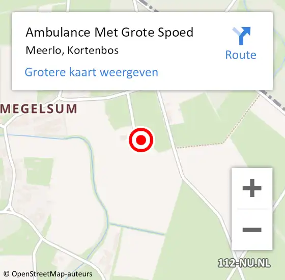 Locatie op kaart van de 112 melding: Ambulance Met Grote Spoed Naar Meerlo, Kortenbos op 25 juni 2014 23:02