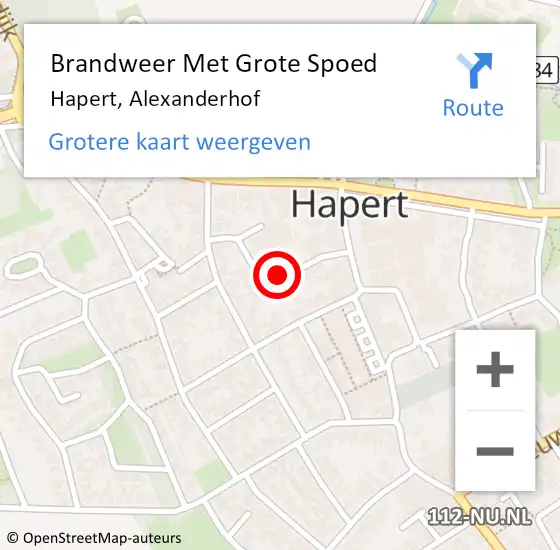 Locatie op kaart van de 112 melding: Brandweer Met Grote Spoed Naar Hapert, Alexanderhof op 13 oktober 2021 15:39