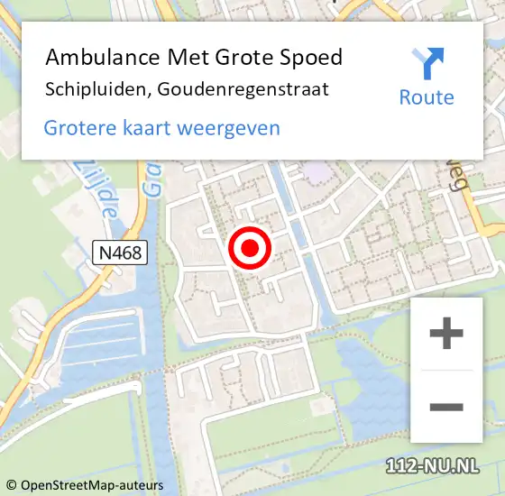 Locatie op kaart van de 112 melding: Ambulance Met Grote Spoed Naar Schipluiden, Goudenregenstraat op 25 juni 2014 23:04