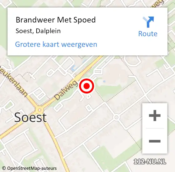 Locatie op kaart van de 112 melding: Brandweer Met Spoed Naar Soest, Dalplein op 13 oktober 2021 16:27