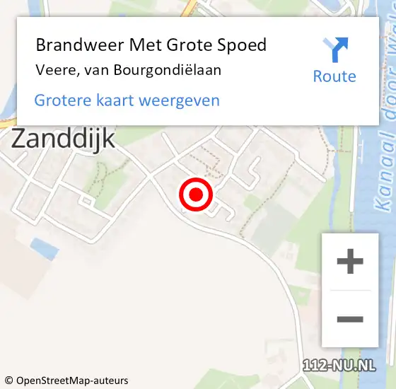 Locatie op kaart van de 112 melding: Brandweer Met Grote Spoed Naar Veere, van Bourgondiëlaan op 13 oktober 2021 16:27