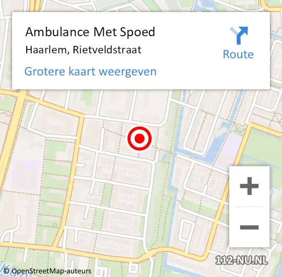 Locatie op kaart van de 112 melding: Ambulance Met Spoed Naar Haarlem, Rietveldstraat op 13 oktober 2021 16:28