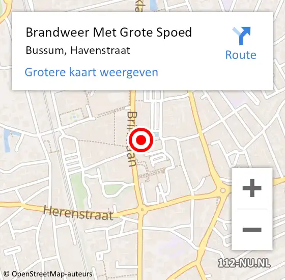 Locatie op kaart van de 112 melding: Brandweer Met Grote Spoed Naar Bussum, Havenstraat op 13 oktober 2021 16:32