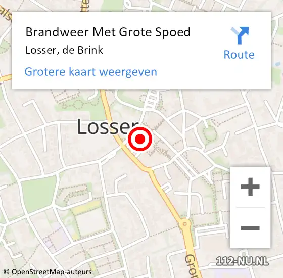 Locatie op kaart van de 112 melding: Brandweer Met Grote Spoed Naar Losser, de Brink op 13 oktober 2021 16:37