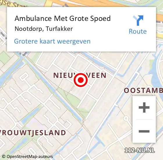 Locatie op kaart van de 112 melding: Ambulance Met Grote Spoed Naar Nootdorp, Turfakker op 13 oktober 2021 16:47