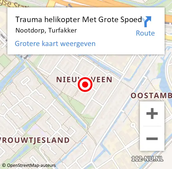Locatie op kaart van de 112 melding: Trauma helikopter Met Grote Spoed Naar Nootdorp, Turfakker op 13 oktober 2021 16:52