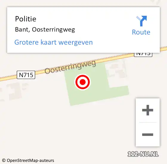 Locatie op kaart van de 112 melding: Politie Bant, Oosterringweg op 13 oktober 2021 17:02