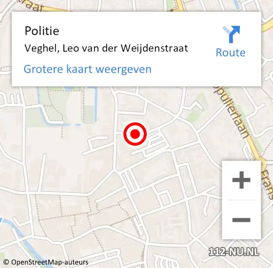 Locatie op kaart van de 112 melding: Politie Veghel, Leo van der Weijdenstraat op 13 oktober 2021 17:58