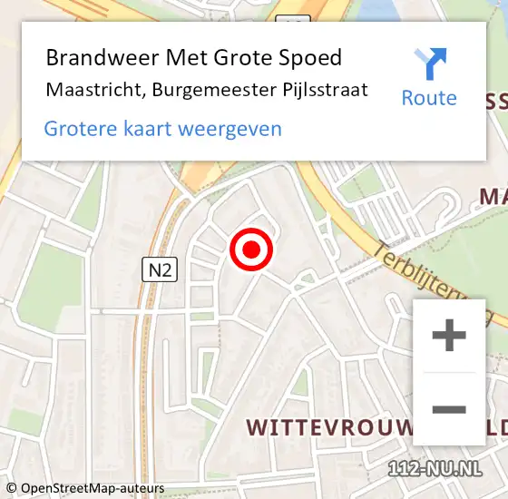 Locatie op kaart van de 112 melding: Brandweer Met Grote Spoed Naar Maastricht, Burgemeester Pijlsstraat op 13 oktober 2021 17:58