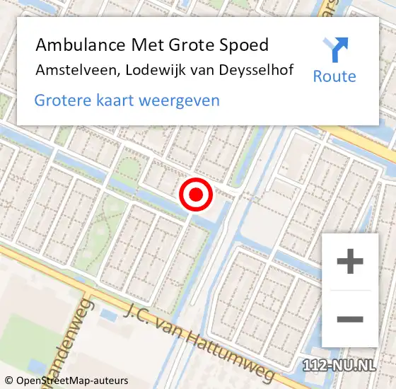 Locatie op kaart van de 112 melding: Ambulance Met Grote Spoed Naar Amstelveen, Lodewijk van Deysselhof op 13 oktober 2021 18:00