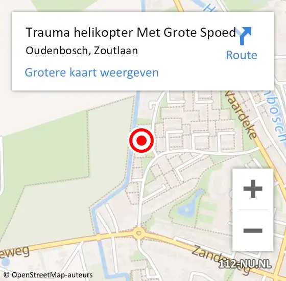 Locatie op kaart van de 112 melding: Trauma helikopter Met Grote Spoed Naar Oudenbosch, Zoutlaan op 13 oktober 2021 18:06