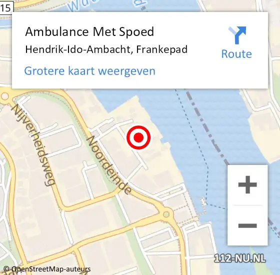 Locatie op kaart van de 112 melding: Ambulance Met Spoed Naar Hendrik-Ido-Ambacht, Frankepad op 13 oktober 2021 18:12