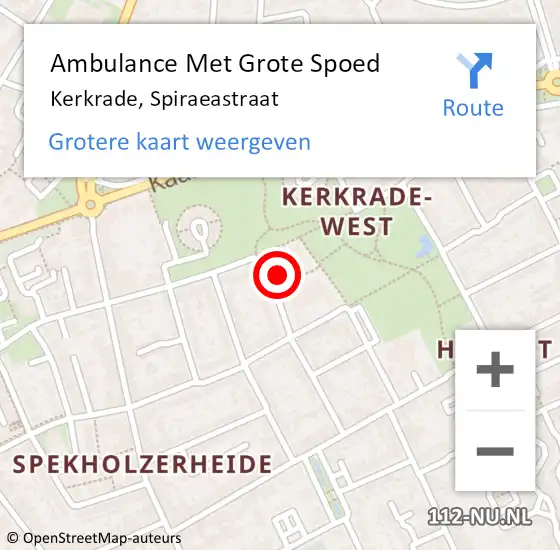 Locatie op kaart van de 112 melding: Ambulance Met Grote Spoed Naar Kerkrade, Spiraeastraat op 25 juni 2014 23:28