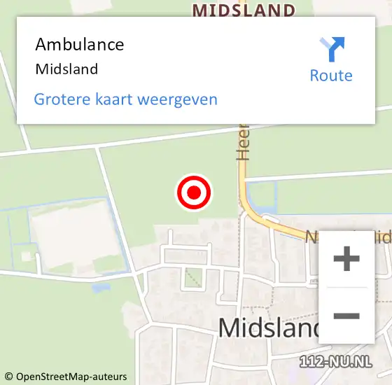 Locatie op kaart van de 112 melding: Ambulance Midsland op 13 oktober 2021 18:40