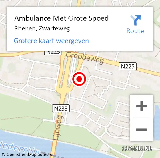 Locatie op kaart van de 112 melding: Ambulance Met Grote Spoed Naar Rhenen, Zwarteweg op 13 oktober 2021 18:46