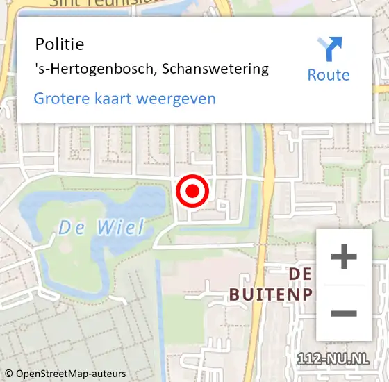 Locatie op kaart van de 112 melding: Politie 's-Hertogenbosch, Schanswetering op 13 oktober 2021 19:55