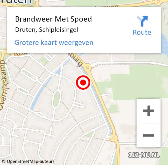 Locatie op kaart van de 112 melding: Brandweer Met Spoed Naar Druten, Schipleisingel op 13 oktober 2021 20:01