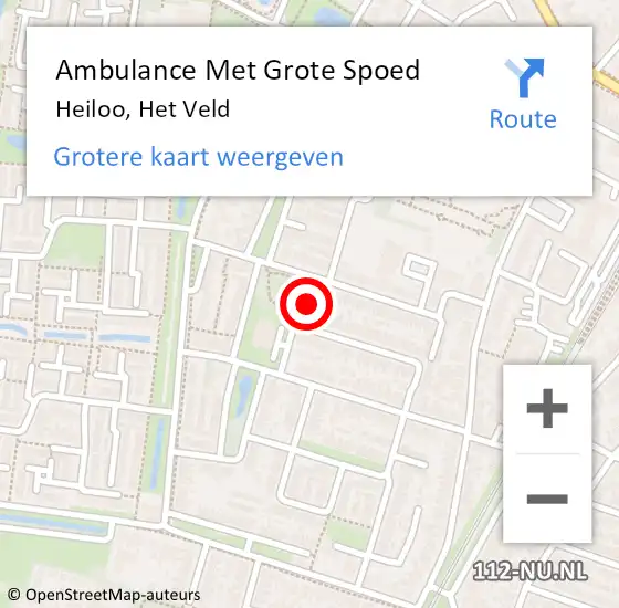Locatie op kaart van de 112 melding: Ambulance Met Grote Spoed Naar Heiloo, Het Veld op 13 oktober 2021 20:03