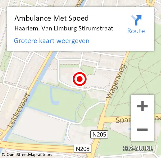 Locatie op kaart van de 112 melding: Ambulance Met Spoed Naar Haarlem, Van Limburg Stirumstraat op 13 oktober 2021 20:04