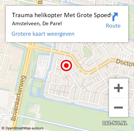 Locatie op kaart van de 112 melding: Trauma helikopter Met Grote Spoed Naar Amstelveen, De Parel op 13 oktober 2021 20:09