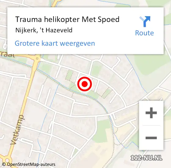 Locatie op kaart van de 112 melding: Trauma helikopter Met Spoed Naar Nijkerk, 't Hazeveld op 13 oktober 2021 20:17