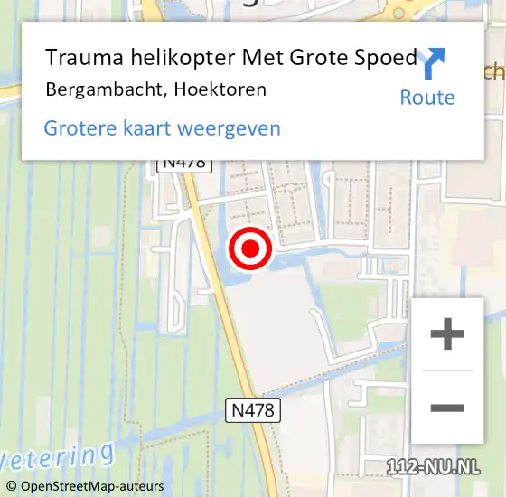 Locatie op kaart van de 112 melding: Trauma helikopter Met Grote Spoed Naar Bergambacht, Hoektoren op 13 oktober 2021 20:23