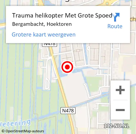 Locatie op kaart van de 112 melding: Trauma helikopter Met Grote Spoed Naar Bergambacht, Hoektoren op 13 oktober 2021 20:24