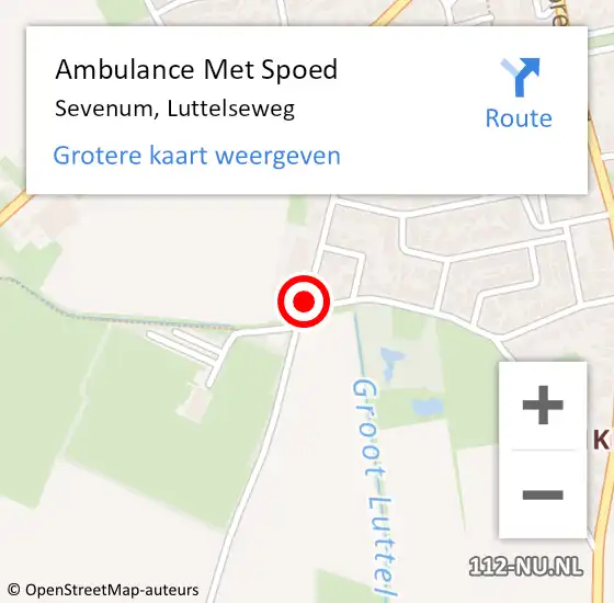 Locatie op kaart van de 112 melding: Ambulance Met Spoed Naar Sevenum, Luttelseweg op 6 oktober 2013 10:40