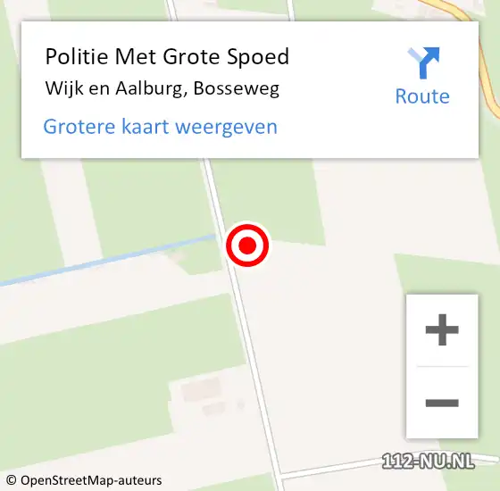 Locatie op kaart van de 112 melding: Politie Met Grote Spoed Naar Wijk en Aalburg, Bosseweg op 13 oktober 2021 20:44