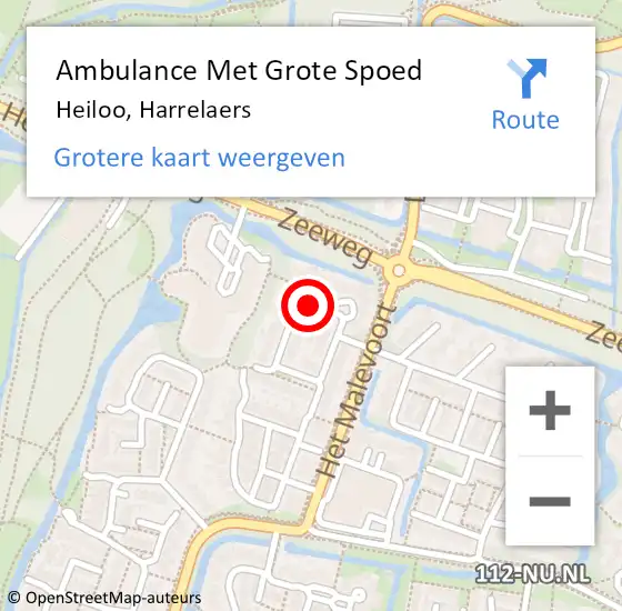 Locatie op kaart van de 112 melding: Ambulance Met Grote Spoed Naar Heiloo, Harrelaers op 13 oktober 2021 20:46