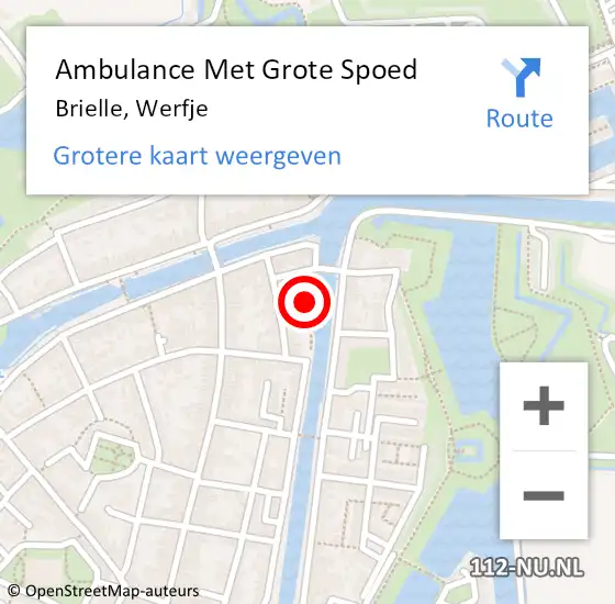 Locatie op kaart van de 112 melding: Ambulance Met Grote Spoed Naar Brielle, Werfje op 13 oktober 2021 20:54