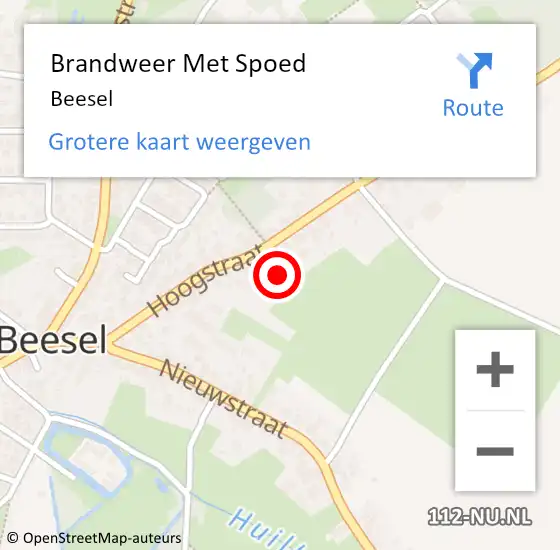 Locatie op kaart van de 112 melding: Brandweer Met Spoed Naar Beesel op 13 oktober 2021 20:56