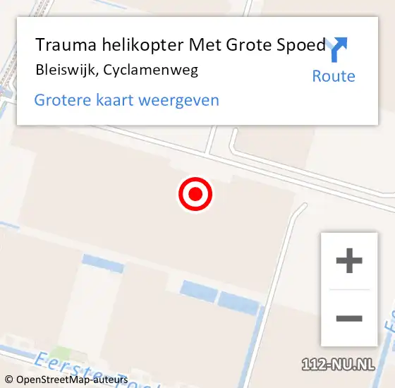 Locatie op kaart van de 112 melding: Trauma helikopter Met Grote Spoed Naar Bleiswijk, Cyclamenweg op 13 oktober 2021 21:01