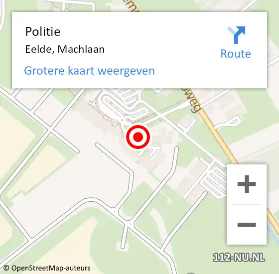 Locatie op kaart van de 112 melding: Politie Eelde, Machlaan op 13 oktober 2021 21:04