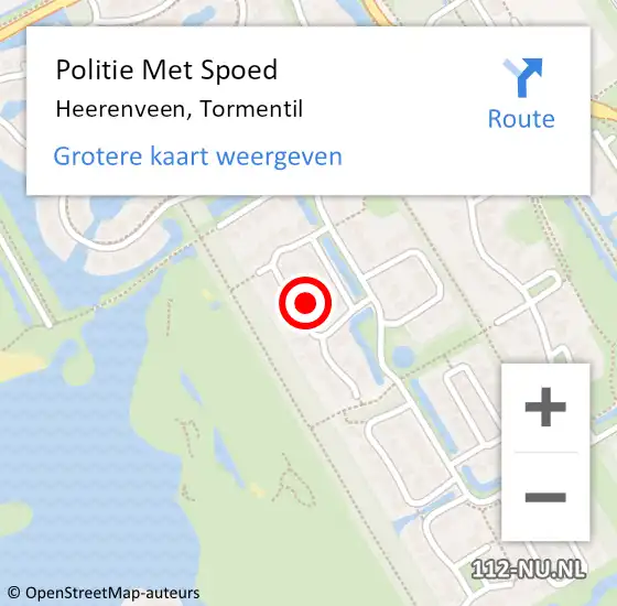 Locatie op kaart van de 112 melding: Politie Met Spoed Naar Heerenveen, Tormentil op 13 oktober 2021 21:29