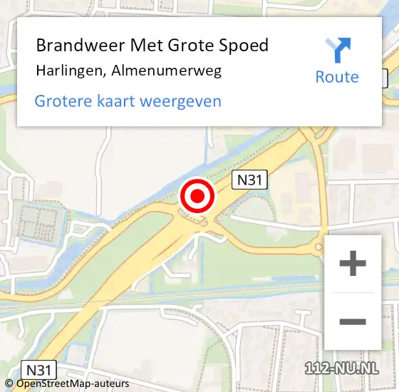 Locatie op kaart van de 112 melding: Brandweer Met Grote Spoed Naar Harlingen, Almenumerweg op 25 juni 2014 23:57