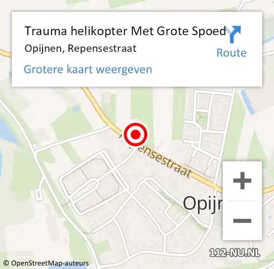 Locatie op kaart van de 112 melding: Trauma helikopter Met Grote Spoed Naar Opijnen, Repensestraat op 13 oktober 2021 22:57