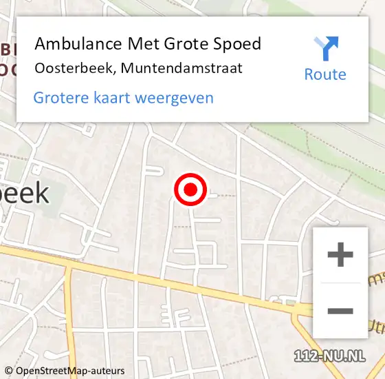 Locatie op kaart van de 112 melding: Ambulance Met Grote Spoed Naar Oosterbeek, Muntendamstraat op 13 oktober 2021 23:06