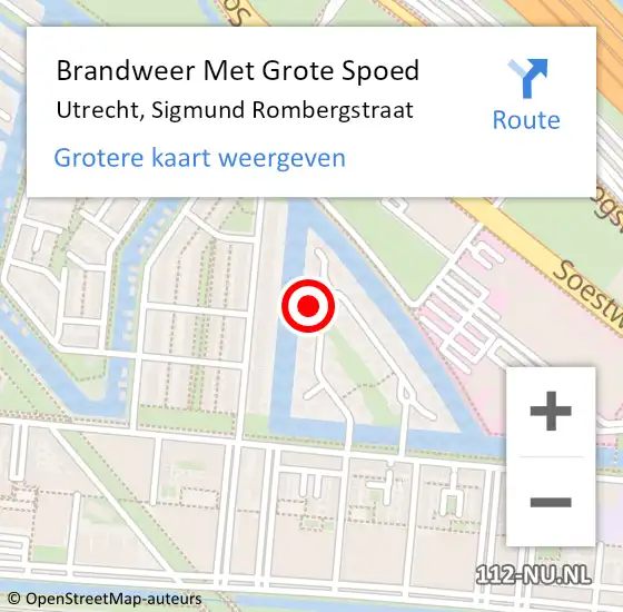 Locatie op kaart van de 112 melding: Brandweer Met Grote Spoed Naar Utrecht, Sigmund Rombergstraat op 14 oktober 2021 00:14