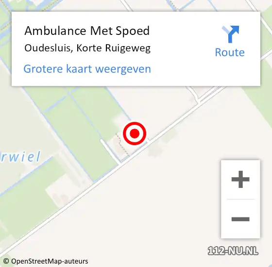 Locatie op kaart van de 112 melding: Ambulance Met Spoed Naar Oudesluis, Korte Ruigeweg op 14 oktober 2021 00:23