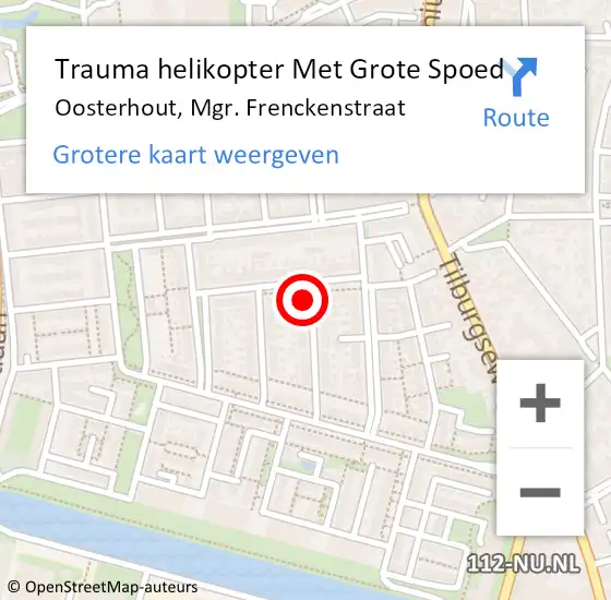 Locatie op kaart van de 112 melding: Trauma helikopter Met Grote Spoed Naar Oosterhout, Mgr. Frenckenstraat op 14 oktober 2021 00:56