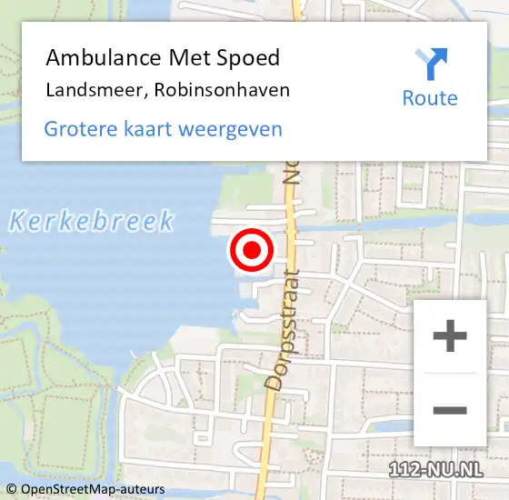 Locatie op kaart van de 112 melding: Ambulance Met Spoed Naar Landsmeer, Robinsonhaven op 14 oktober 2021 01:11