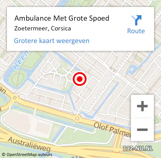 Locatie op kaart van de 112 melding: Ambulance Met Grote Spoed Naar Zoetermeer, Corsica op 14 oktober 2021 01:22